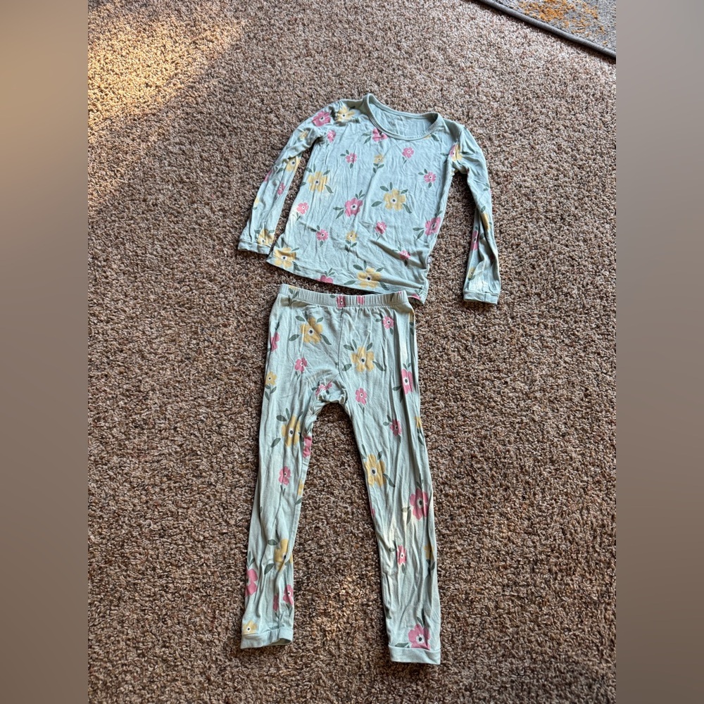 Kyte Baby long sleeve pajamas set 3T green flowers